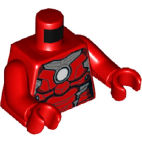 Torso Female Armor, White Arc Reactor and Silver Plates Pattern (Rescue) / Red Arms / Red Hands