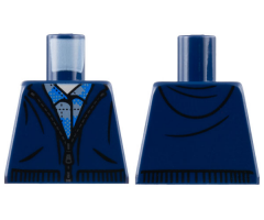 Torso Hoodie with Zipper over Blue and Gray Shirt Pattern