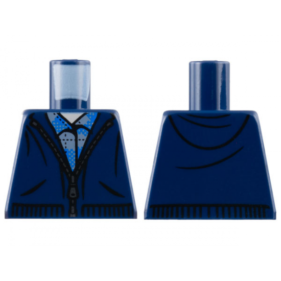 Torso Hoodie with Zipper over Blue and Gray Shirt Pattern