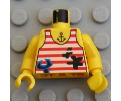 Torso Adventurers Jungle Tank Top, Stains, Wrench, Anchor Tattoo Pattern / Yellow Arms / Yellow Hands