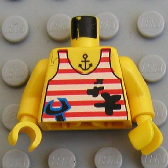Torso Adventurers Jungle Tank Top, Stains, Wrench, Anchor Tattoo Pattern / Yellow Arms / Yellow Hands