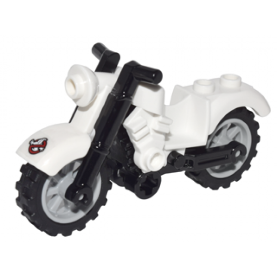 Riding Cycle Motorcycle Vintage with Black Chassis and Light Bluish Gray Wheels with Ghostbusters Logo Pattern (Sticker) - Set 75828