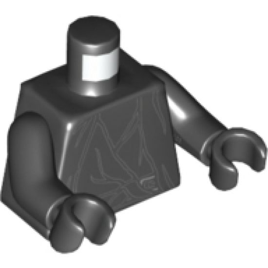 Torso LotR Cloak with Gray Folds Pattern (Ringwraith) / Black Arms / Black Hands