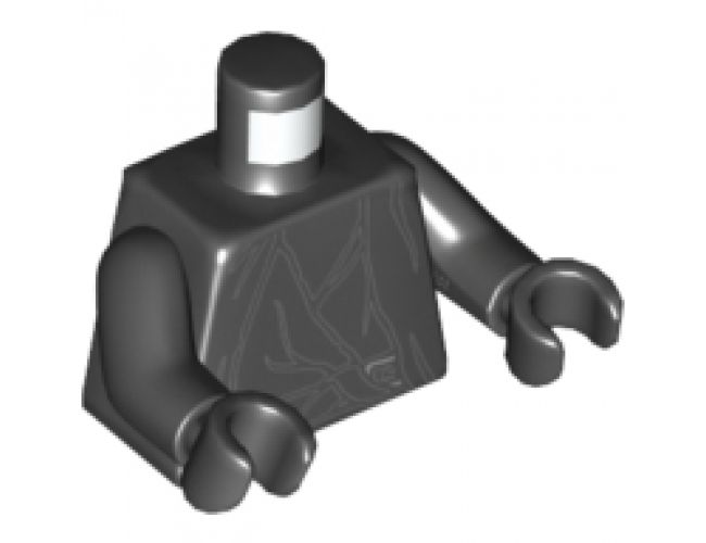 Torso LotR Cloak with Gray Folds Pattern (Ringwraith) / Black Arms / Black Hands