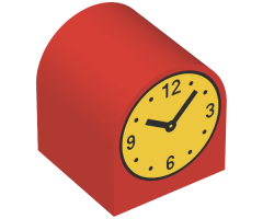 Duplo, Brick 2 x 2 x 2 Curved Top with Clock Hands 10:08 Pattern