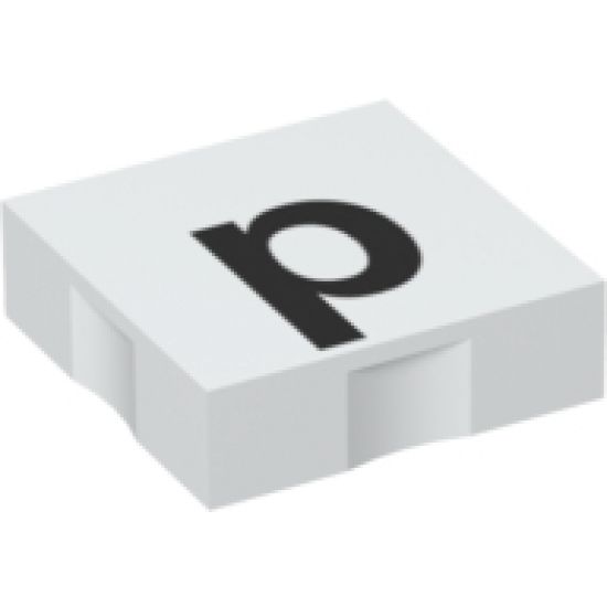 Duplo, Tile 2 x 2 with Black Lowercase Letter p Pattern
