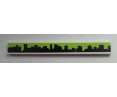 Tile 1 x 8 with Black Skyline on Lime Background Pattern (Sticker) - Set 60026