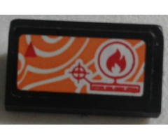 Slope 30 1 x 2 x 2/3 with Orange Satellite Map and Fire Icon Pattern (Sticker) - Set 60010