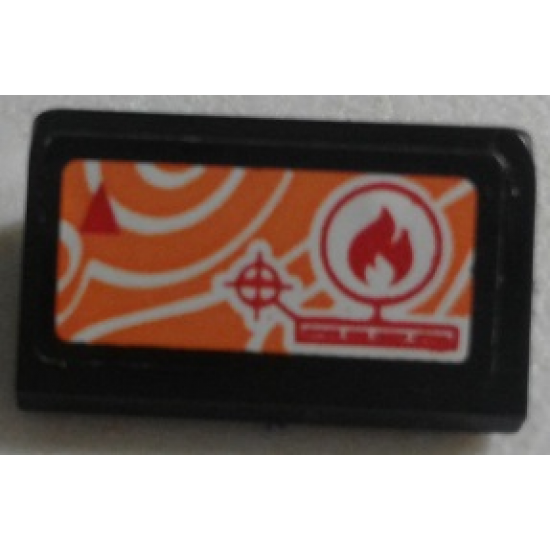 Slope 30 1 x 2 x 2/3 with Orange Satellite Map and Fire Icon Pattern (Sticker) - Set 60010