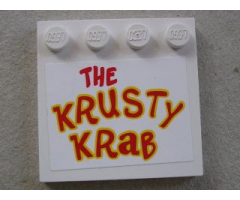 Tile, Modified 4 x 4 with Studs on Edge with 'THE KRUSTY KRAB' Pattern (Sticker) - Set 3825