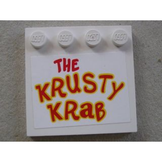 Tile, Modified 4 x 4 with Studs on Edge with 'THE KRUSTY KRAB' Pattern (Sticker) - Set 3825
