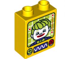 Duplo, Brick 1 x 2 x 2 with Oscilloscope, Controls and Screen with Joker Pattern