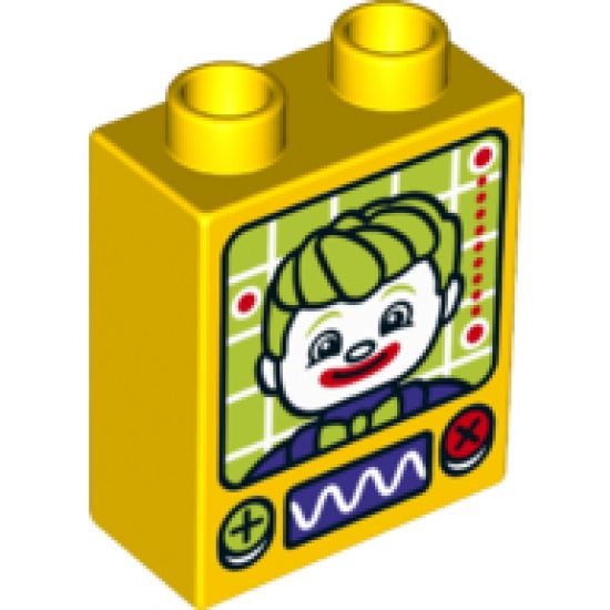 Duplo, Brick 1 x 2 x 2 with Oscilloscope, Controls and Screen with Joker Pattern