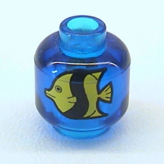 Minifigure, Head without Face Yellow and Black Fish Pattern - Blocked Open Stud