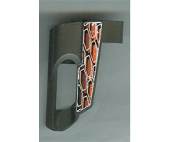 Technic, Panel Fairing # 6 Small Short, Large Hole, Side B with White, Black and Orange Pattern (Sticker) - Set 8471