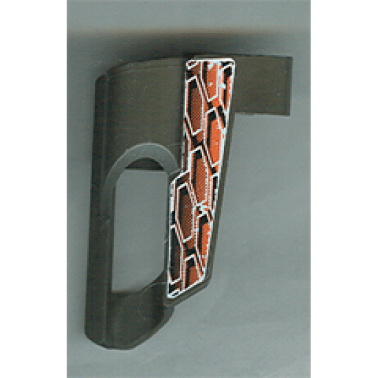 Technic, Panel Fairing # 6 Small Short, Large Hole, Side B with White, Black and Orange Pattern (Sticker) - Set 8471