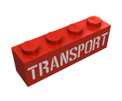 Brick 1 x 4 with White 'TRANSPORT' Stencil Pattern