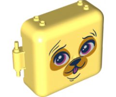 Container Box 3 x 8 x 6 2/3 Half Front with Dark Blue, White, Dark Pink, and Bright Light Orange Pug Face with Tongue Pattern