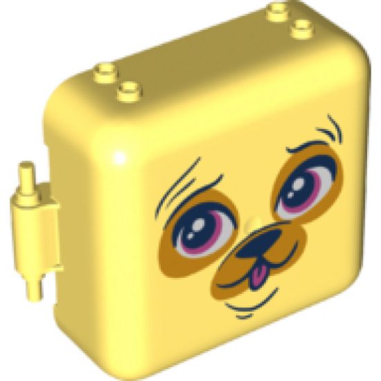 Container Box 3 x 8 x 6 2/3 Half Front with Dark Blue, White, Dark Pink, and Bright Light Orange Pug Face with Tongue Pattern