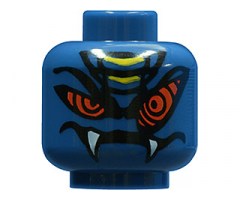 Minifigure, Head Alien with Red Snake Eyes and Mouth with Fangs Pattern - Blocked Open Stud