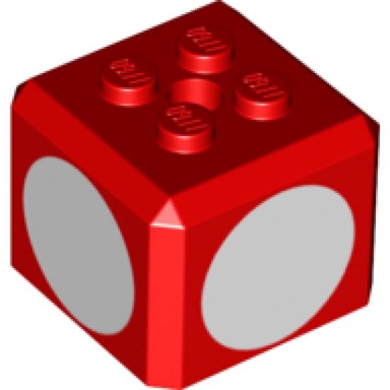 Brick, Modified Cube, 4 Studs on Top with White Circles Pattern on Four Sides