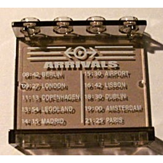 Panel 1 x 4 x 3 - Hollow Studs with Schedule and 'ARRIVALS' Pattern on Inside (Sticker) - Set 4513