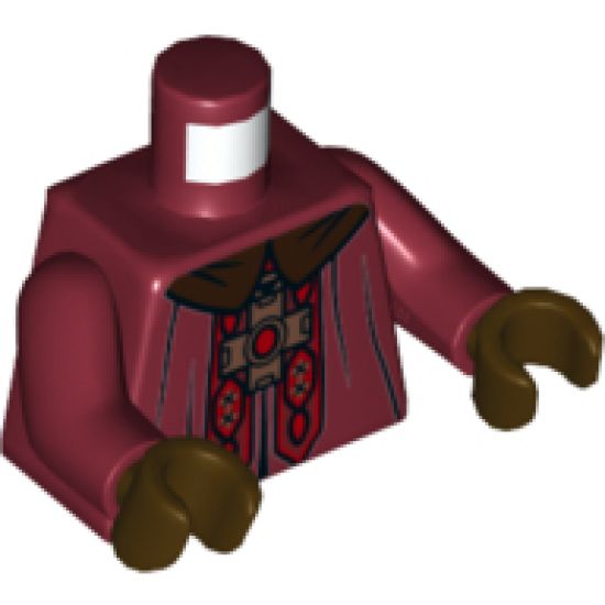 Torso Dark Brown Collar, Gold Cross with Red Center, Red and Gold Design Pattern / Dark Red Arms / Dark Brown Hands