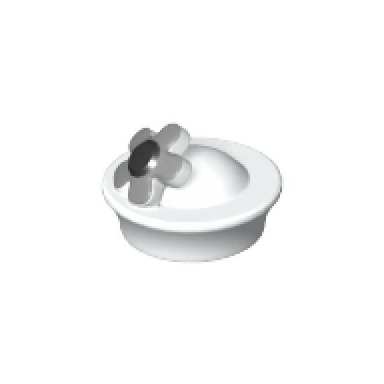 Minifigure, Headgear Accessory Hat with Pin Attachment, Pillbox Hat with Silver and Black Flower Pattern