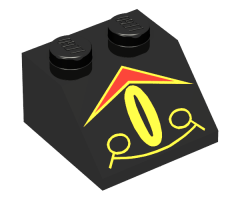 Slope 45 2 x 2 with RoboForce Red Chevron and Yellow Eye Pattern