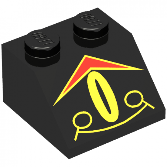 Slope 45 2 x 2 with RoboForce Red Chevron and Yellow Eye Pattern