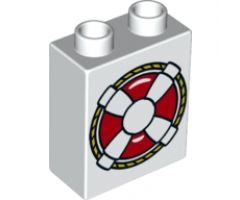 Duplo, Brick 1 x 2 x 2 with Life Preserver Pattern