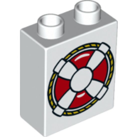 Duplo, Brick 1 x 2 x 2 with Life Preserver Pattern