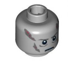 Minifigure, Head Male Scars Gray Left & Right, Gray Eyebrows, White Pupils Pattern (Darth Vader) - Blocked Open Stud
