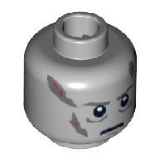 Minifigure, Head Male Scars Gray Left & Right, Gray Eyebrows, White Pupils Pattern (Darth Vader) - Blocked Open Stud