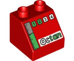 Duplo, Brick 2 x 2 x 1 1/2 Slope 45 with Octan, 1, 2, 3, 4 and Gas Gauge Pattern