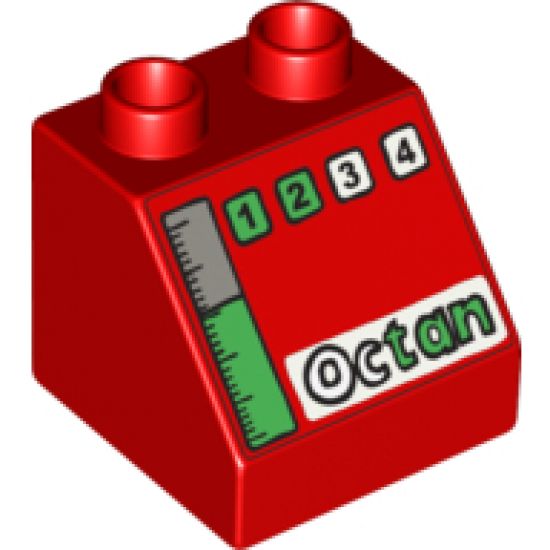 Duplo, Brick 2 x 2 x 1 1/2 Slope 45 with Octan, 1, 2, 3, 4 and Gas Gauge Pattern
