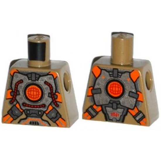 Torso Silver Body Armor with Orange Straps Pattern