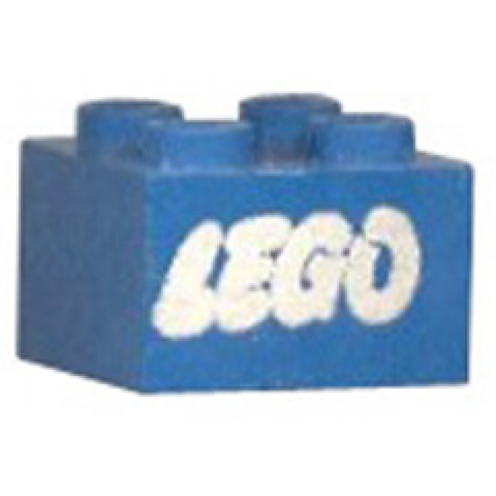 Brick 2 x 2 with Lego Logo Open O Style White without Black Outline Pattern (Samsonite)