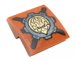 Slope, Curved 2 x 2 with Dark Bluish Gray Gear and Gold Chima Emblem Pattern (Sticker) - Set 70225