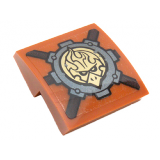 Slope, Curved 2 x 2 with Dark Bluish Gray Gear and Gold Chima Emblem Pattern (Sticker) - Set 70225