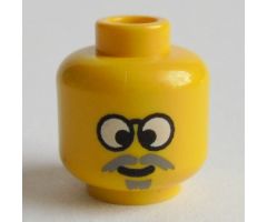 Minifigure, Head Glasses with Gray Moustache, Crosseyed Pattern - Blocked Open Stud