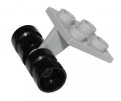 Aircraft Plate, Modified 2 x 2 Thin with Dual Wheels Holder - Split Pins with Black Wheels 8mm D. x 9mm, Hole Notched for Wheels Holder Pin (4870 / 74967)