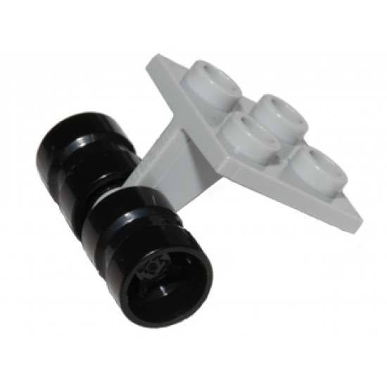 Aircraft Plate, Modified 2 x 2 Thin with Dual Wheels Holder - Split Pins with Black Wheels 8mm D. x 9mm, Hole Notched for Wheels Holder Pin (4870 / 74967)