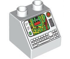 Duplo, Brick 2 x 2 x 1 1/2 Slope 45 with Map and Keyboard Pattern