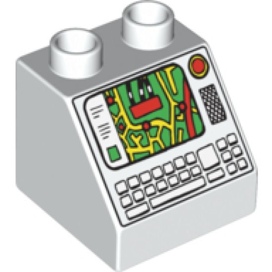 Duplo, Brick 2 x 2 x 1 1/2 Slope 45 with Map and Keyboard Pattern