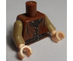Torso LotR Vest with 2 Toggle Buttons, Ascot and Belt with Buckle Pattern / Dark Tan Arms / Light Nougat Hands