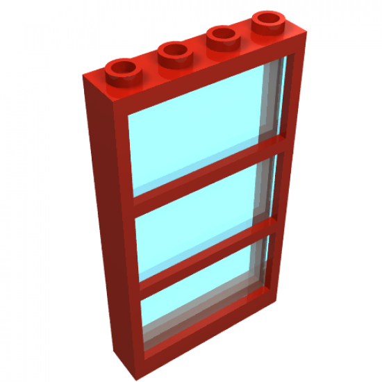 Window 1 x 4 x 6 Frame with 3 Panes, Fixed Glass with Trans-Light Blue Glass