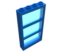 Window 1 x 4 x 6 Frame with 3 Panes, Fixed Glass with Trans-Light Blue Glass