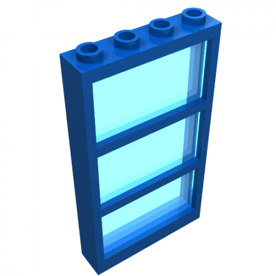 Window 1 x 4 x 6 Frame with 3 Panes, Fixed Glass with Trans-Light Blue Glass