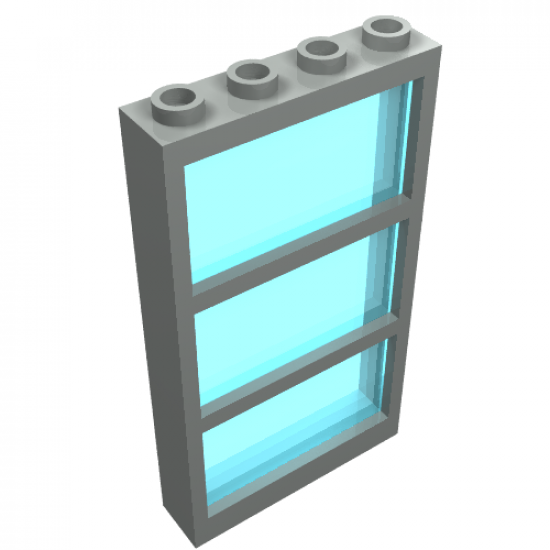 Window 1 x 4 x 6 Frame with 3 Panes, Fixed Glass with Trans-Light Blue Glass